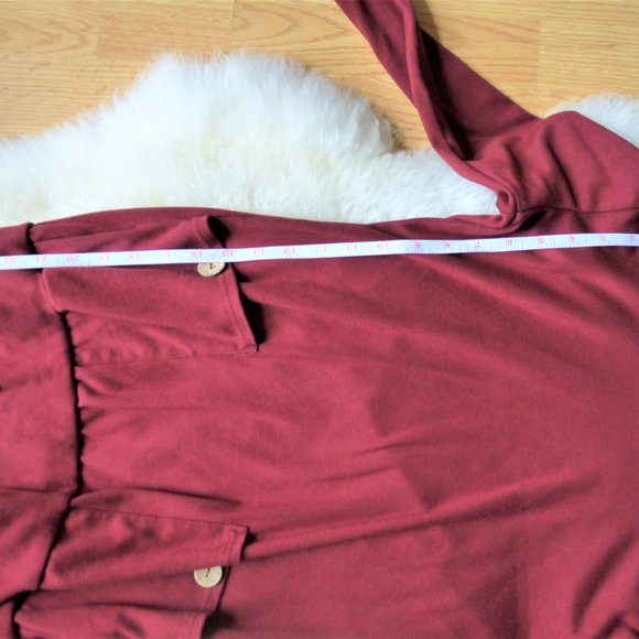 Longsleeve Cowl Neck Sweater Tunic, Burgundy - Picture 7 of 8